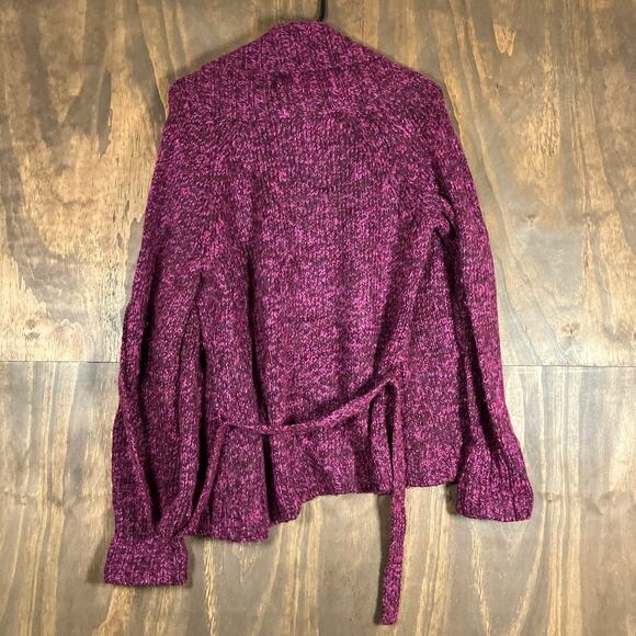 Ann Taylor LOFT Womens Sweater Pink Cardigan Open Belted Front Wool Blend M - Picture 10 of 12